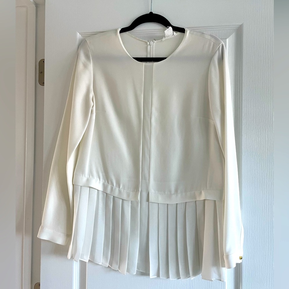 Club Monaco White blouse with pleated peplum
